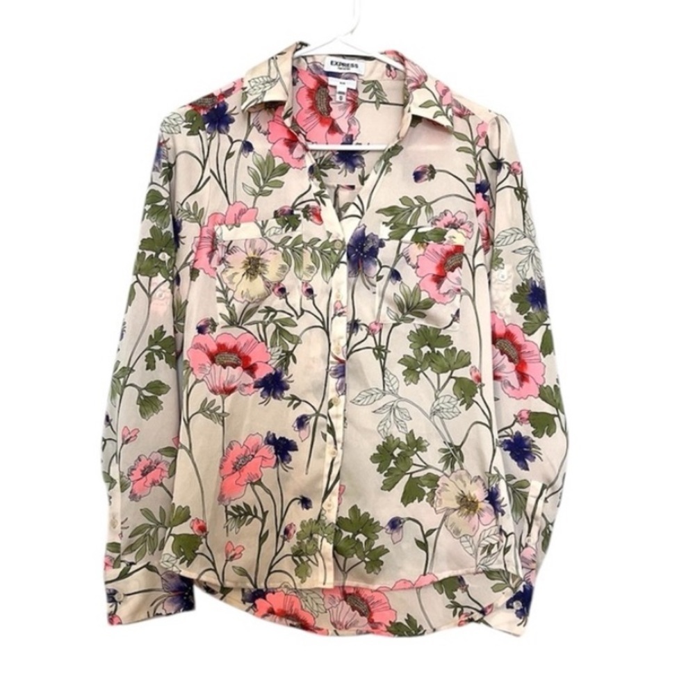 2/$30 Express - Floral Button Down Long Sleeve Blouse